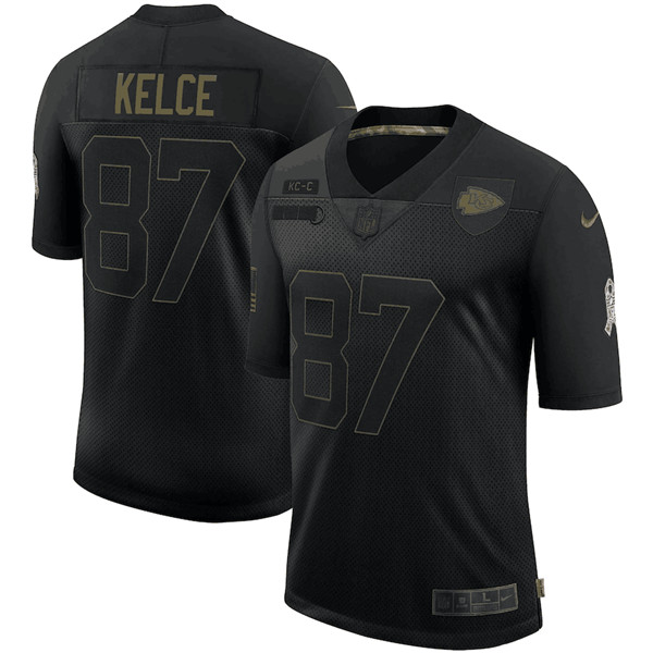 Men's Kansas City Chiefs #87 Travis Kelce Black NFL 2020 Salute To Service Limited Stitched Jersey Men's Kansas City Chiefs #87 Travis Kelce Black NFL 2020 Salute To Service Limited Stitched Jersey